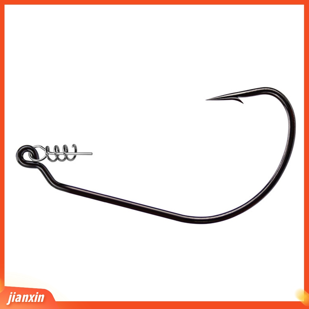 (In Stock) 50Pcs Kait Jig Umpan Lembut Cacing Baja Karbon Tinggi Dengan Pin Twist Spring Lock