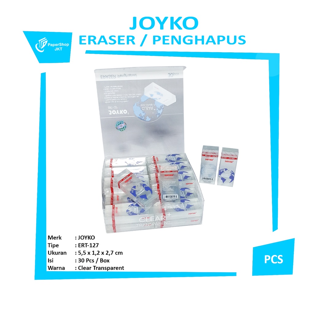 

JOYKO - Penghapus ERT-127 - Eraser Clear Transparent - Pcs