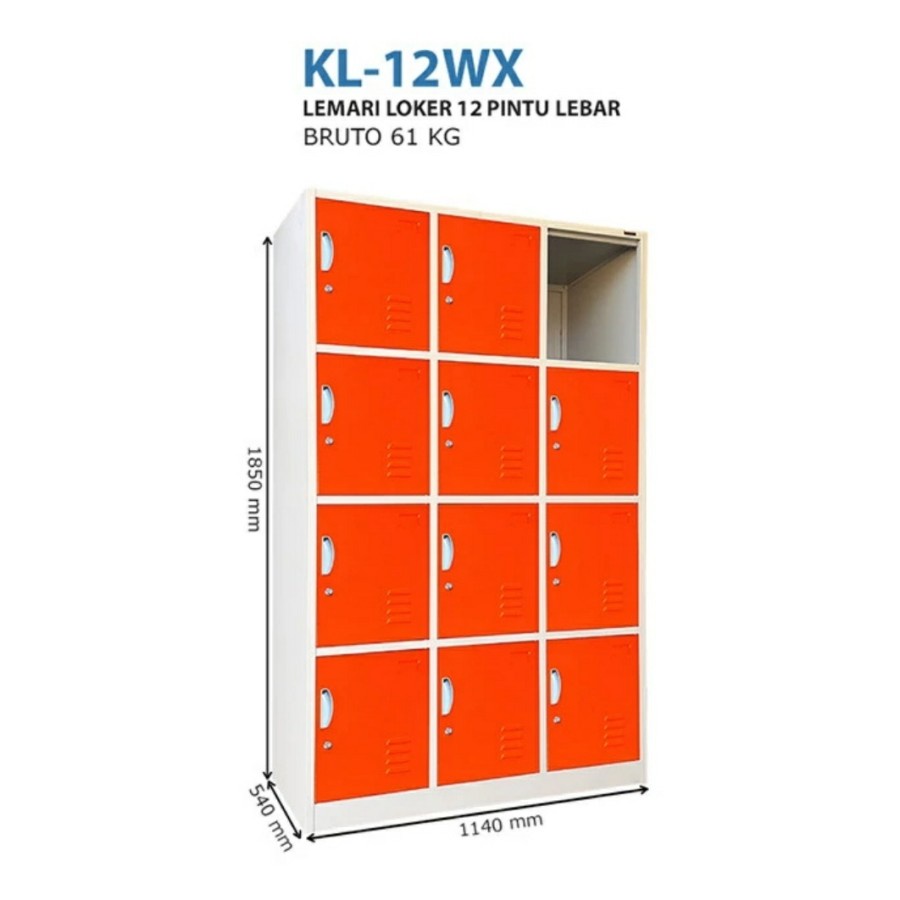 Lemari Loker Besi Kozure KL-12WX Locker 12 Pintu KOZURE KL 12WX - Lemari Kabinet Metal