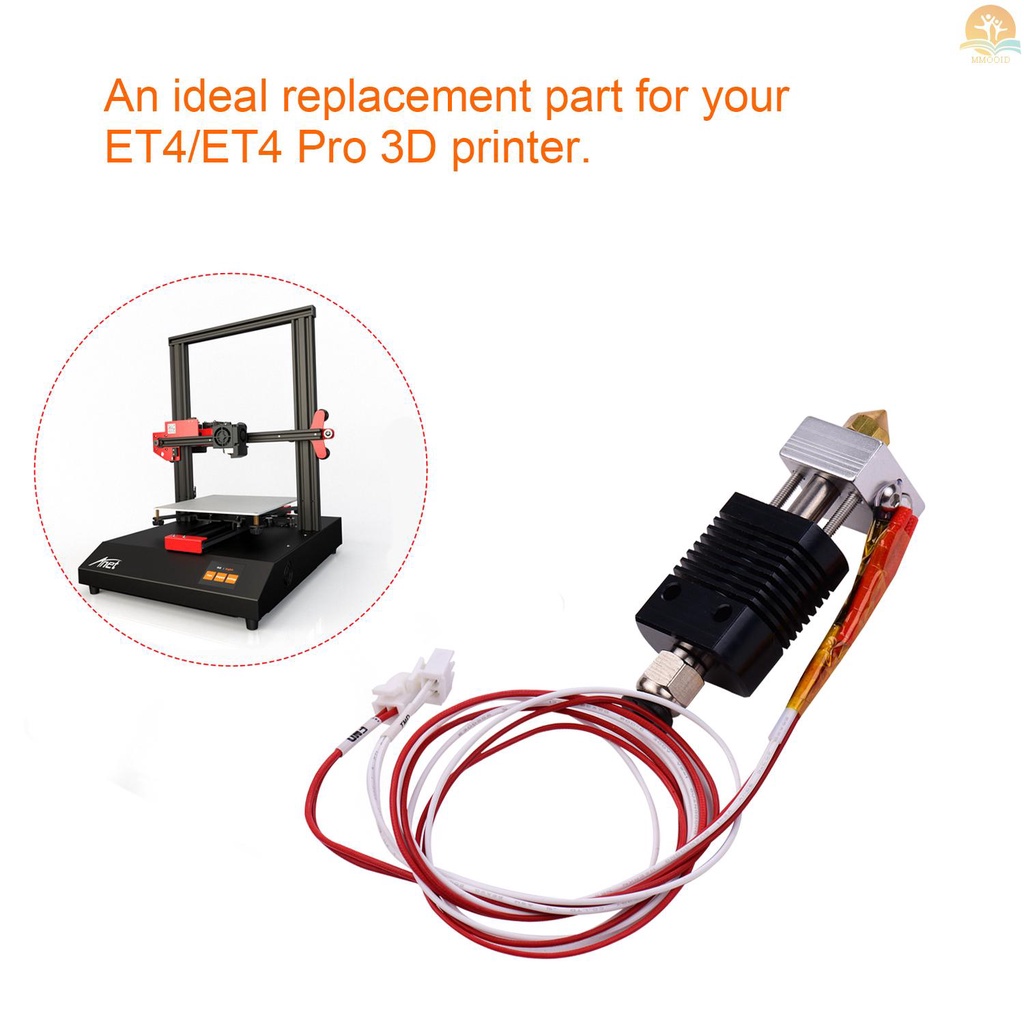 In Stock 3D Printer Full Metal Hotend Extruder Kit Hot End Set Dengan 0.4mm Nozzle 100K Termistor Heatsink Kawat 24V Kompatibel Dengan ET4/ET4 Pro Printer 1.75mm Filament