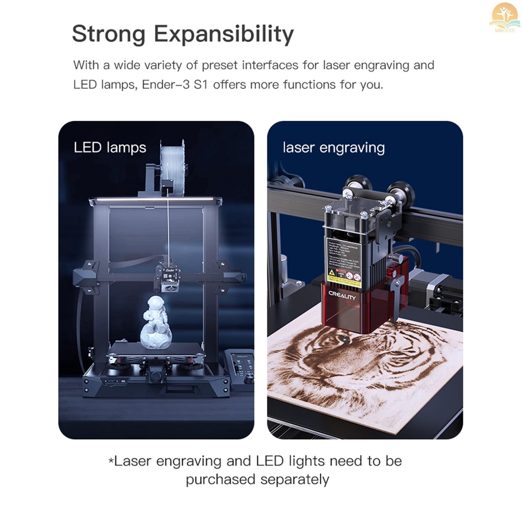 In Stock Creality Ender-3 S1 Desktop 3D Printer FDM 3D Printing 220*220*270mm/8.6*8.6*10.6in Build Size Dengan Extruder Langsung PC Spring Steel Printing Platform Resume Fungsi Pencetakan