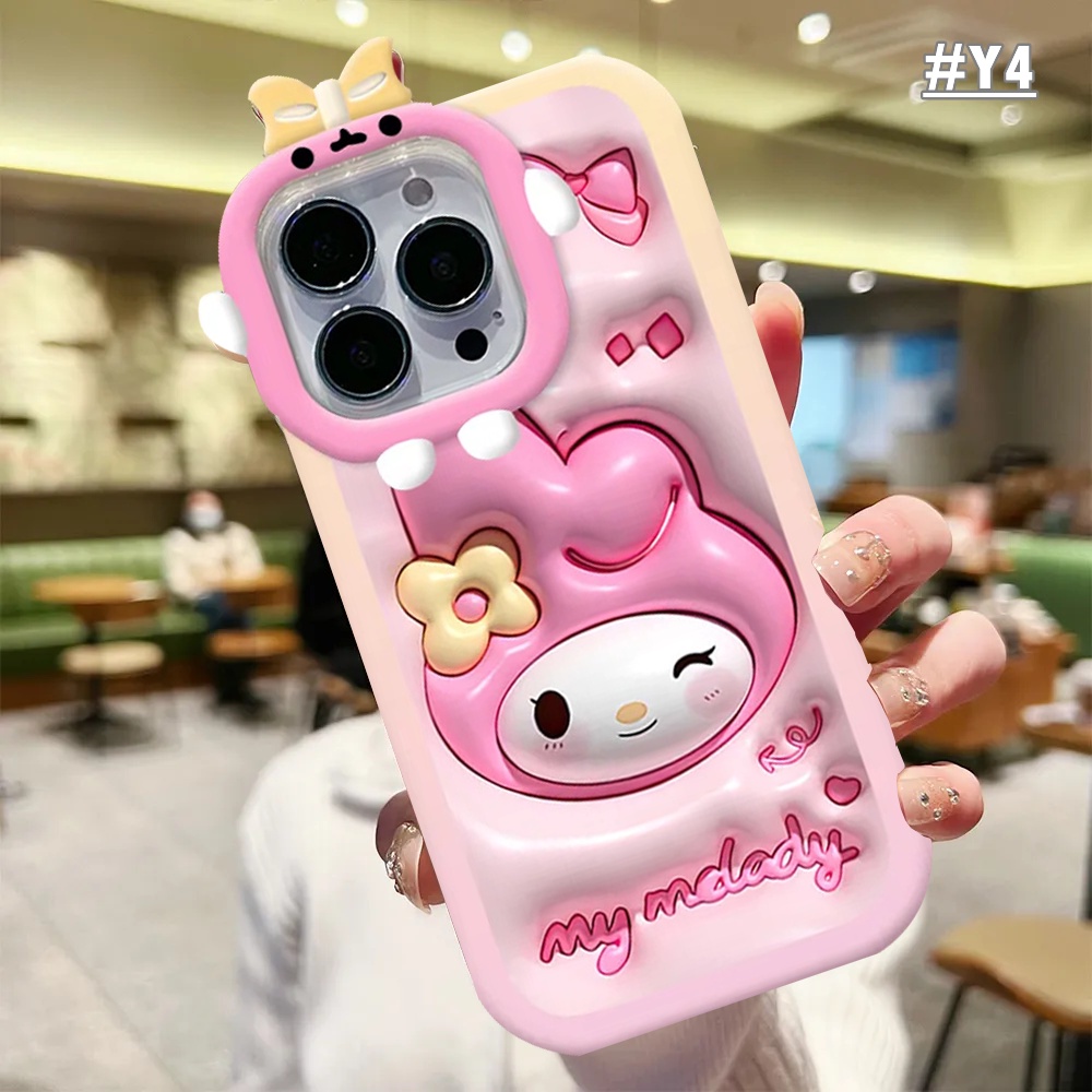 Oppo A78 5G A1K A31 2020 A76 A96 A77S A17 A17K A94 Reno 5F Realme9i C2 Lensa Monster Kartun Kuromi Pochacco Mymelody Onpompurin Shockproof Case BY