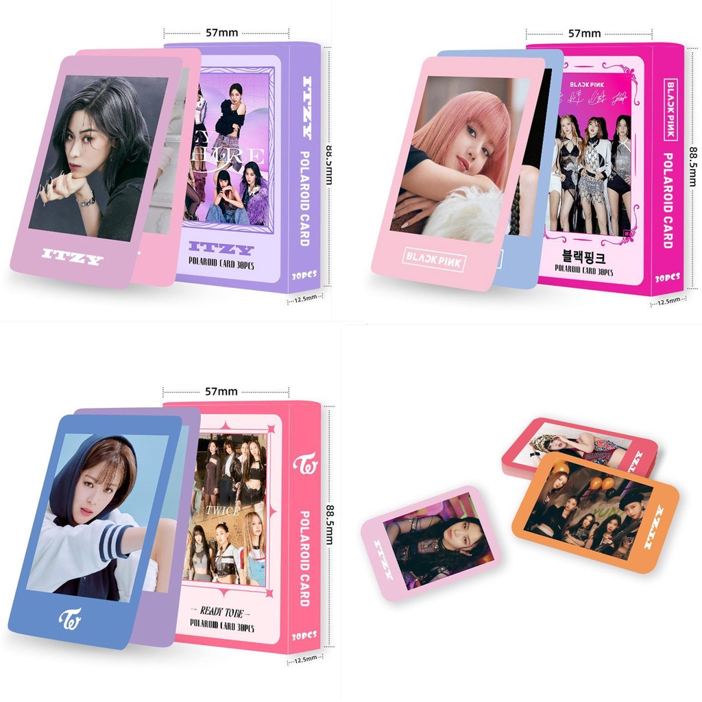 30pcs /box TWICE Black-Pink ITZY Photocards Album Kartu Lomo Hitam Pink Kpop Postcards