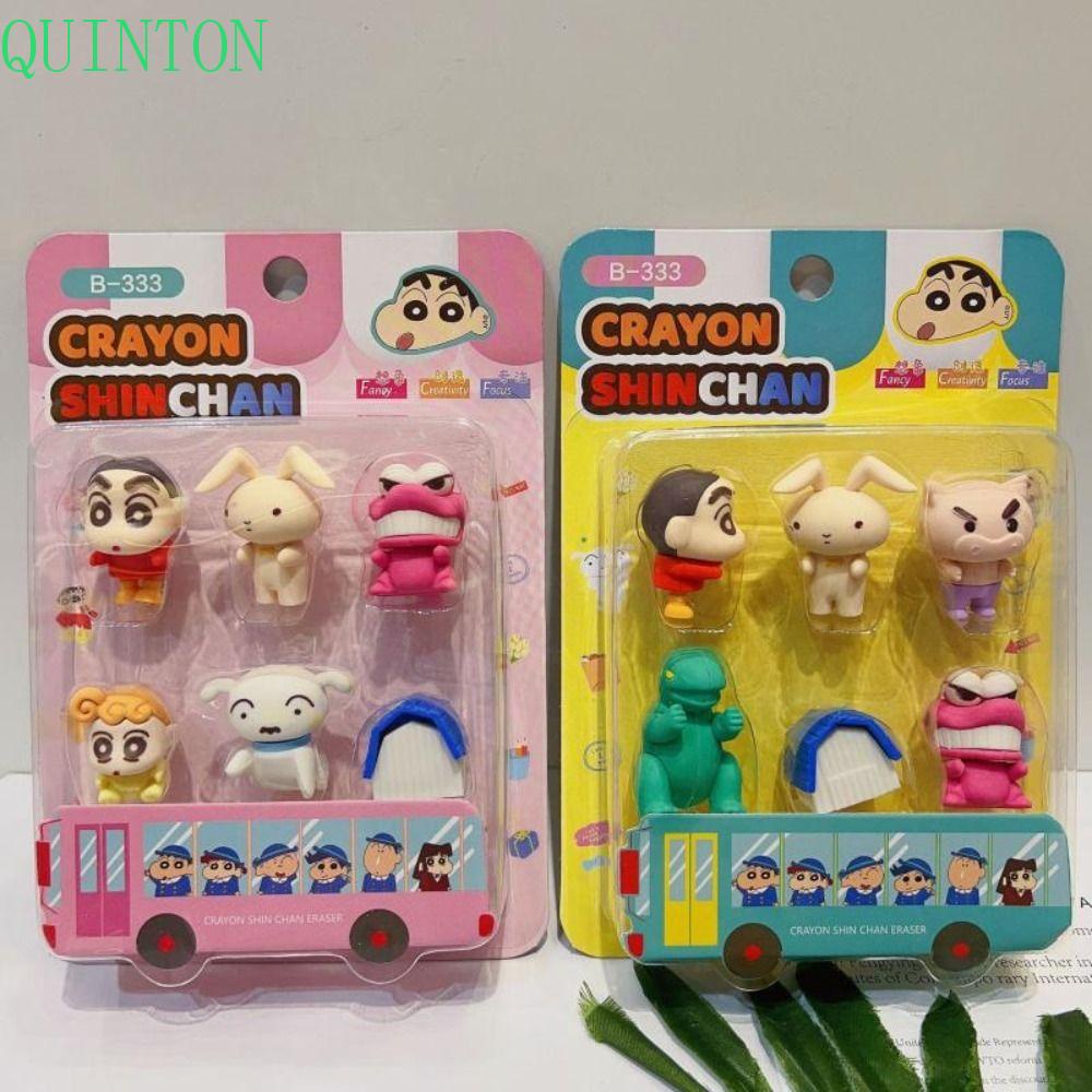 QUINTON Crayon Shinchan Eraser, Hadiah Natal Crayon Shinchan Action Figure, Anime Peripheral Anime Figure Model Set Figura Model Anime Action Figure Untuk Pasokan Siswa Sekolah