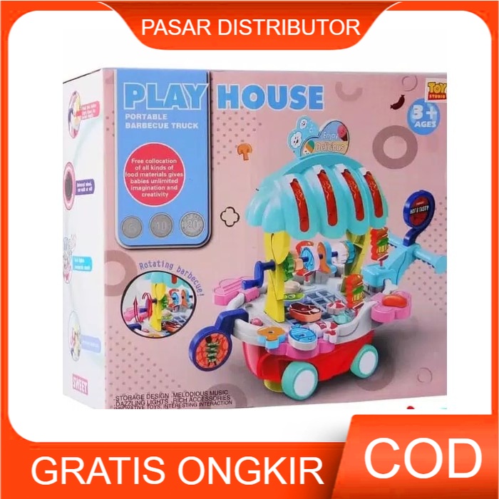 Mainan Anak PlayHouse Portable  BBQ Barbecue Truck Trolley Premium Edukasi - Mainan Anak