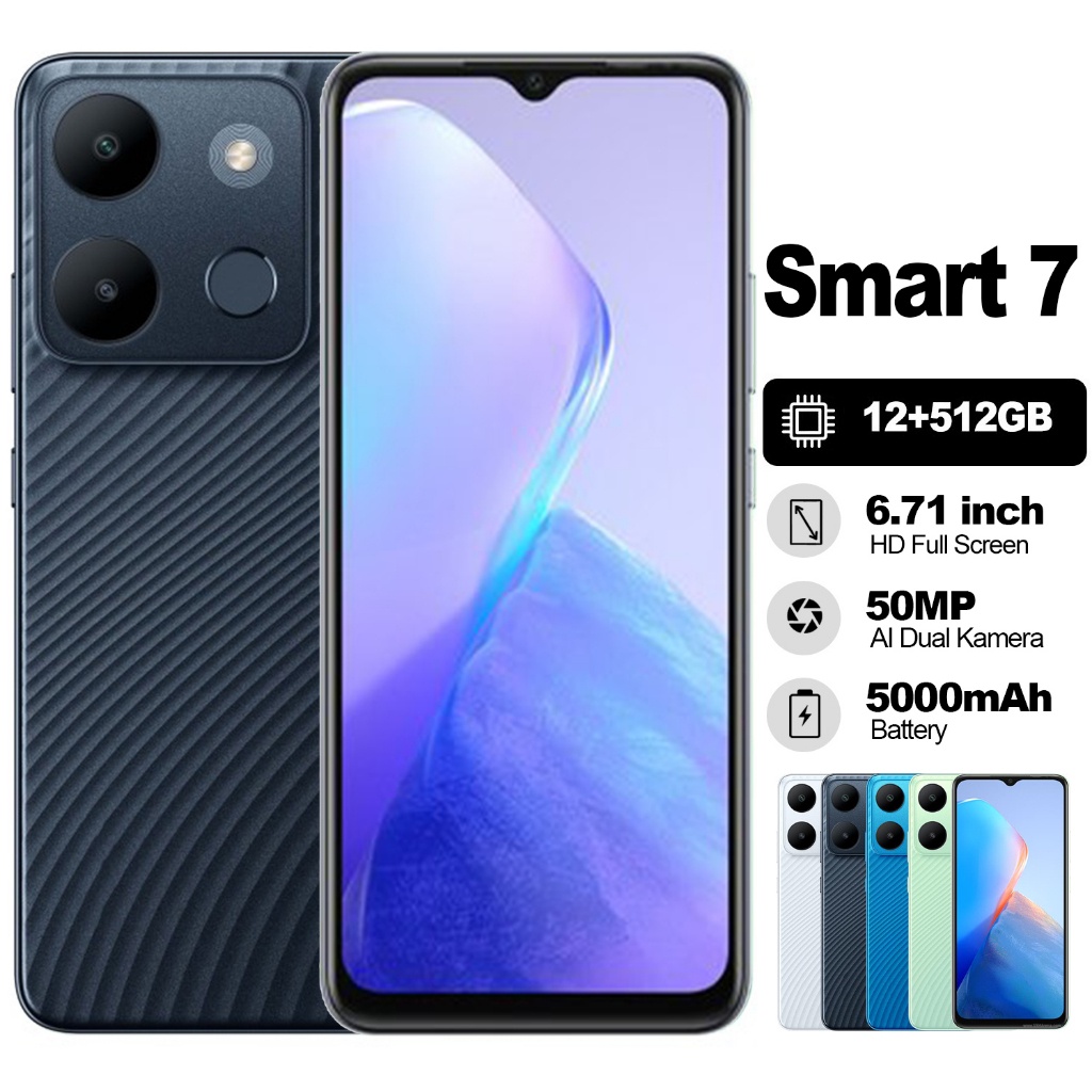 Hp Smart 7 tebaru 2023 ram 12 256GB Layar 6.71inch 50MP Camera FHD Smartphone 5G Dual SIM Dual Standby hp murah Android Phone 4G 500 ribuan 600 ribuan termurah handphone second original baru promo ram besar cuci gudang COD