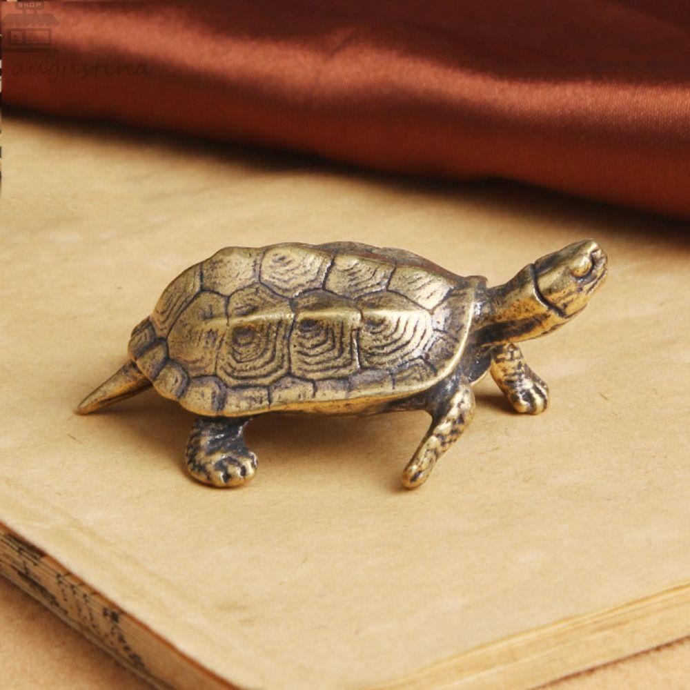 AUGUSTINA Patung Kura-Kura Micro-Ukir Retro Panjang Umur Penyu Teh Pet Kerajinan Hadiah Ruang Tamu Turtle Figurines