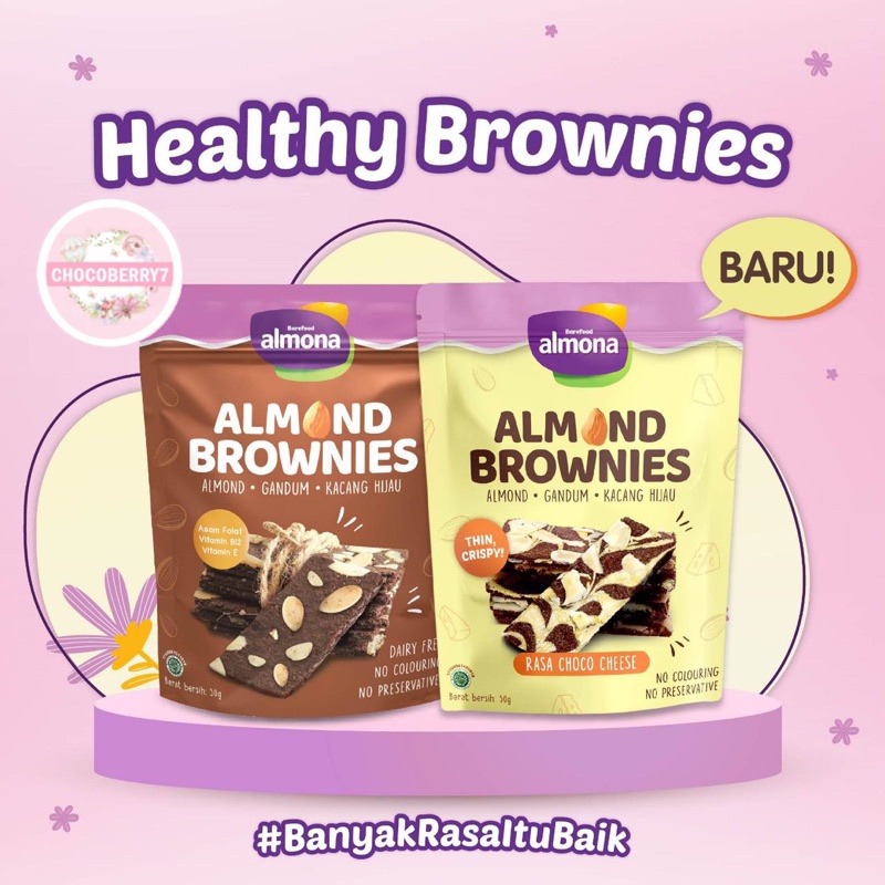 

Almona Almond Brownies Cookies 50gr Snack Sehat Cemilan Diet Barefood