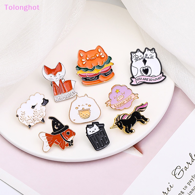 Tolonghot&gt; Kreatif Kartun Hewan Makanan Bros Kucing Hamburger Enamel Pin Kemeja Tas Kancing Lencana Hadiah Untuk Teman Anak-Anak Kerah Pin Perhiasan well