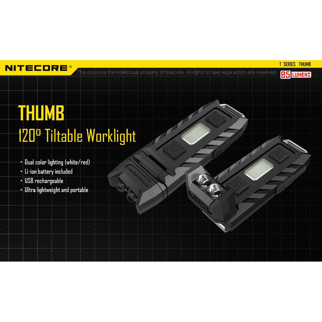 NITECORE Thumb Dual Color LED USB Rechargeable Keychain Light