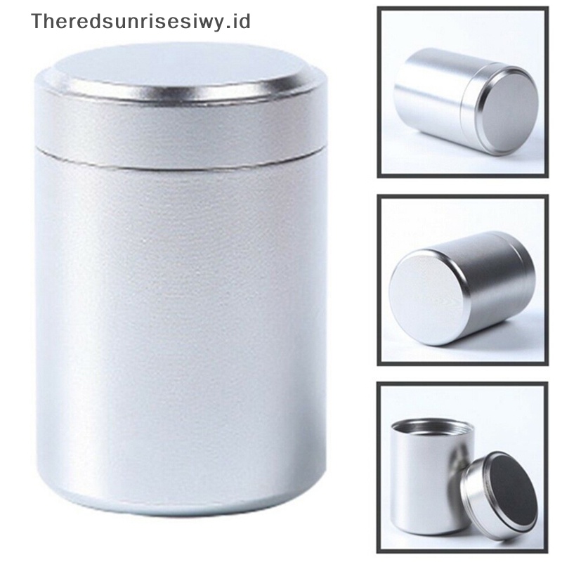 #Home &amp; Life #1x Silver Wadah Kedap Udara Aluminium Herb Stash Metal Sealed Can Tea Jar~