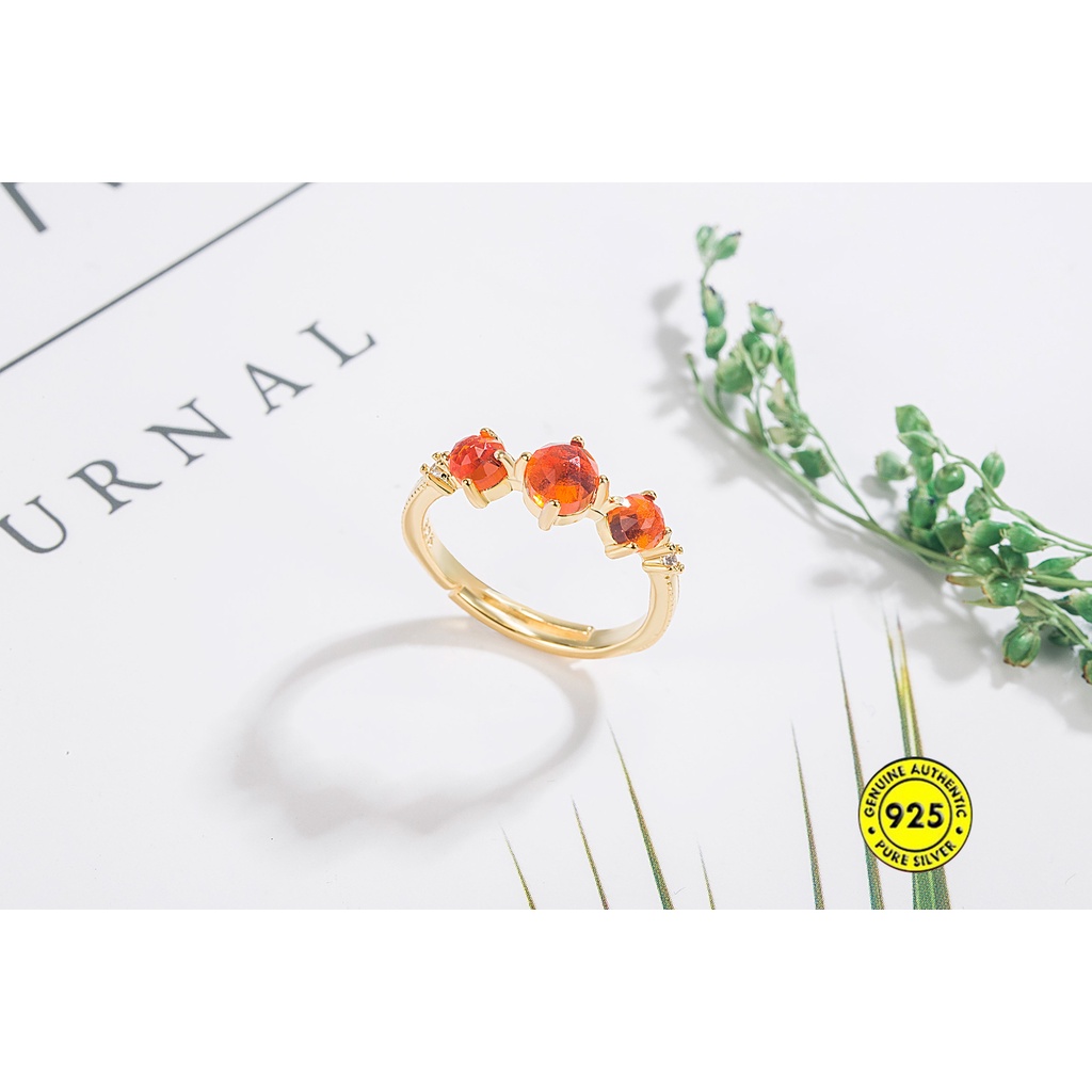 Cincin Jepang Orange Garnet Lapis Emas U1528