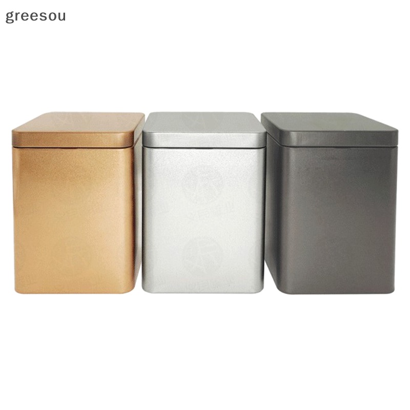 Greesou 1pcs Tea Cans Square Metal Packaging Kotak Penyimpanan Case Toples Kaleng Kecil ID
