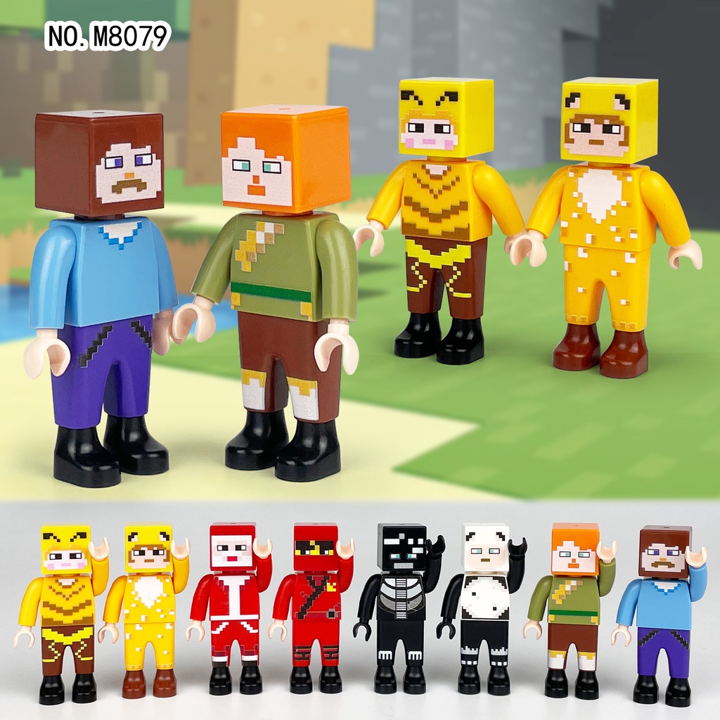 My World Minifigure Set (8pcs) Steve Erics Rakitan Mainan Boneka Hadiah