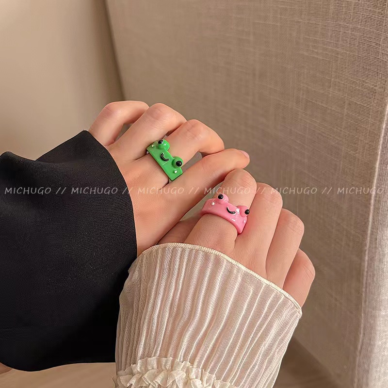 Cincin Katak Kesepian Lucu Sederhana Kartun Cincin Teman Pasangan Lucu Hadiah Siswa Perhiasan In Style