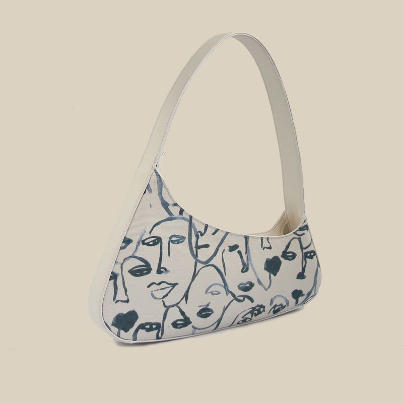 [ COD✅ ] Aroana Bag Seni Retro Lukisan Minyak Tas Kanvas Tas Ketiak Wanita Setengah Bulan Tas Musim 