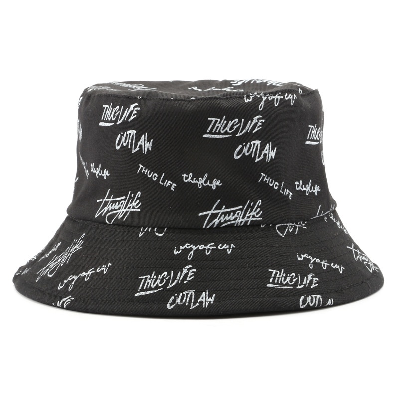 Topi Bucket Premium Korean Style Dua Sisi Material Katun Lembut Bordir Thug Life