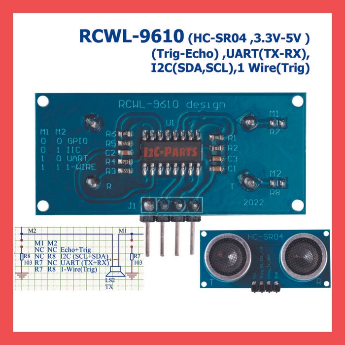 RCWL-9610 Ultrasonic Sensor HC-SR04 Ver 2022 support I2C UART 1-Wire