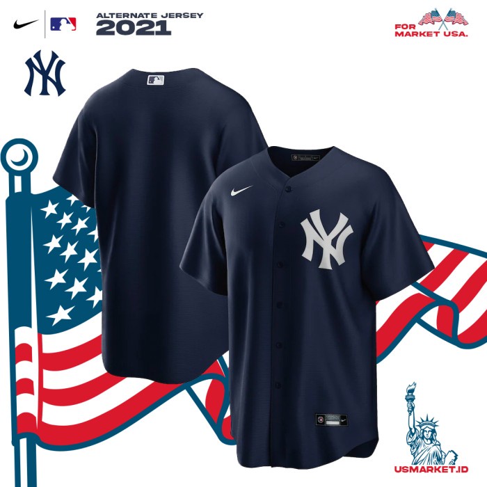 Kaos Jersey Nike Baseball MLB New York Yankees Navy Original Jersey - XL