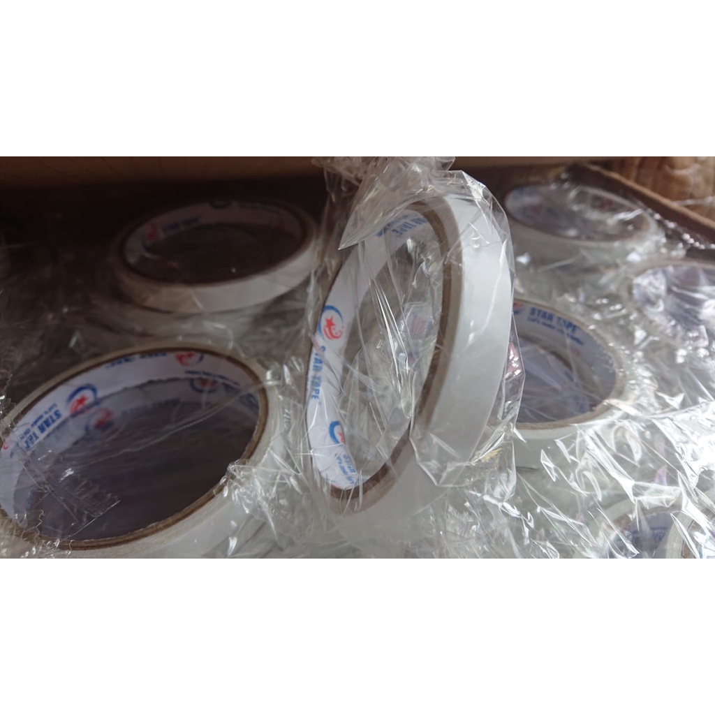 

Double tape // merk star tape putih 24 mm 5 meter 3