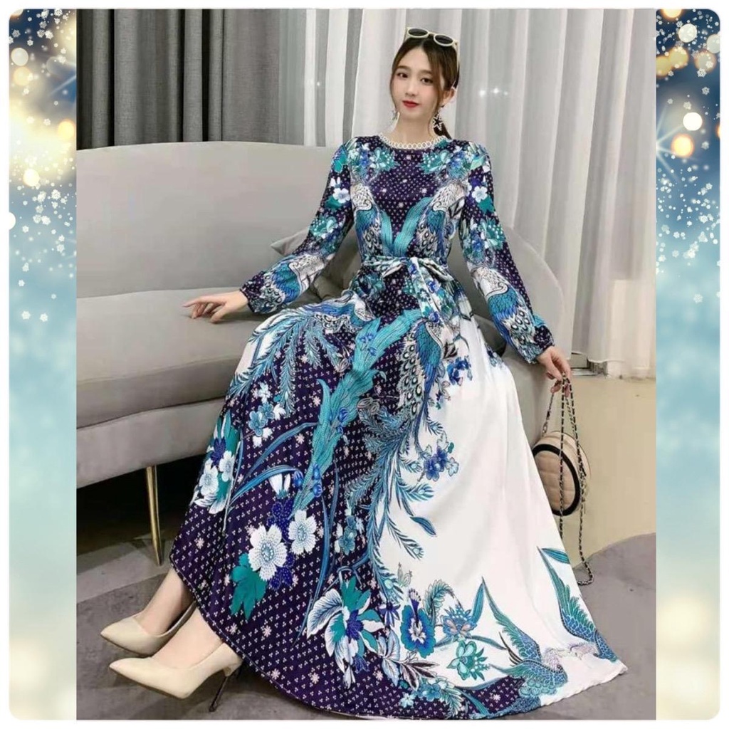 DRESS WANITA MAXI ESTILO BLUE ANITA IMPORT BKK BANGKOK