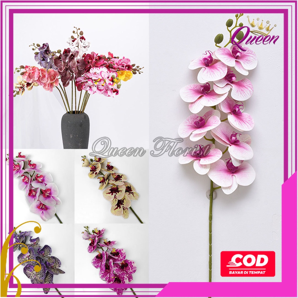 Bunga Anggrek Bulan Latex X9  - 1 PCS Bunga Anggrek Artificia - Bunga Dekorasi - Bunga Import Murah