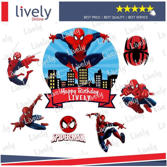 Custom Nama Cake Topper Hiasan Kue Karakter Happy Birthday SPIDERMAN