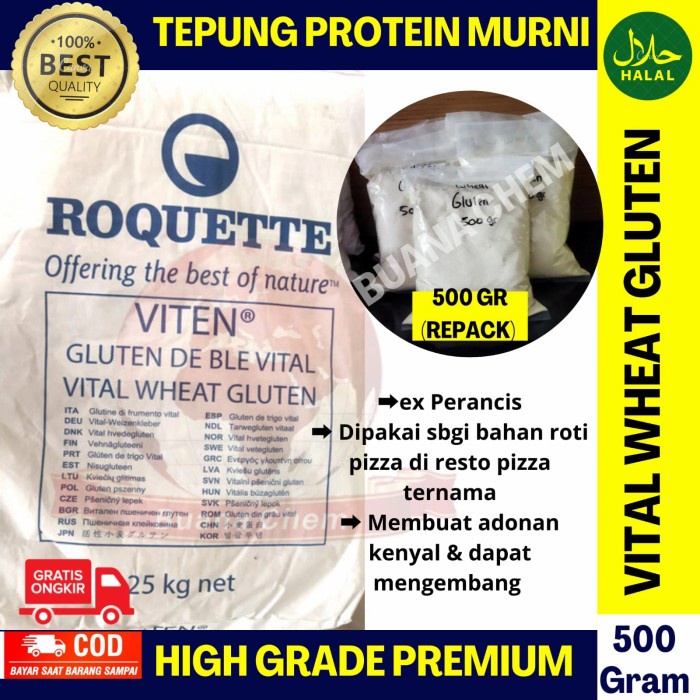 

Vita Wheat Guten 500 gr / Tepung Protein Murni / Tepung Gandum Pizza