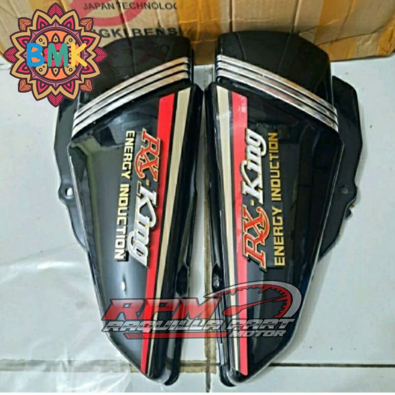 Bok Aki Rx King Tutup Aki Tepong Aki RxKing Hitam Cobra Bibir Merah List Crome plus Strip dan Logo T