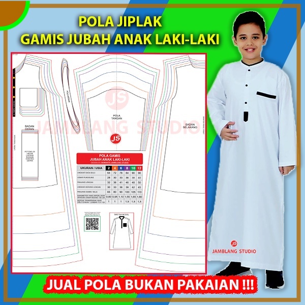 Pola Jiplak Gamis Anak Laki Laki Usia 2 Sampai 12 tahun | Aneka Pola