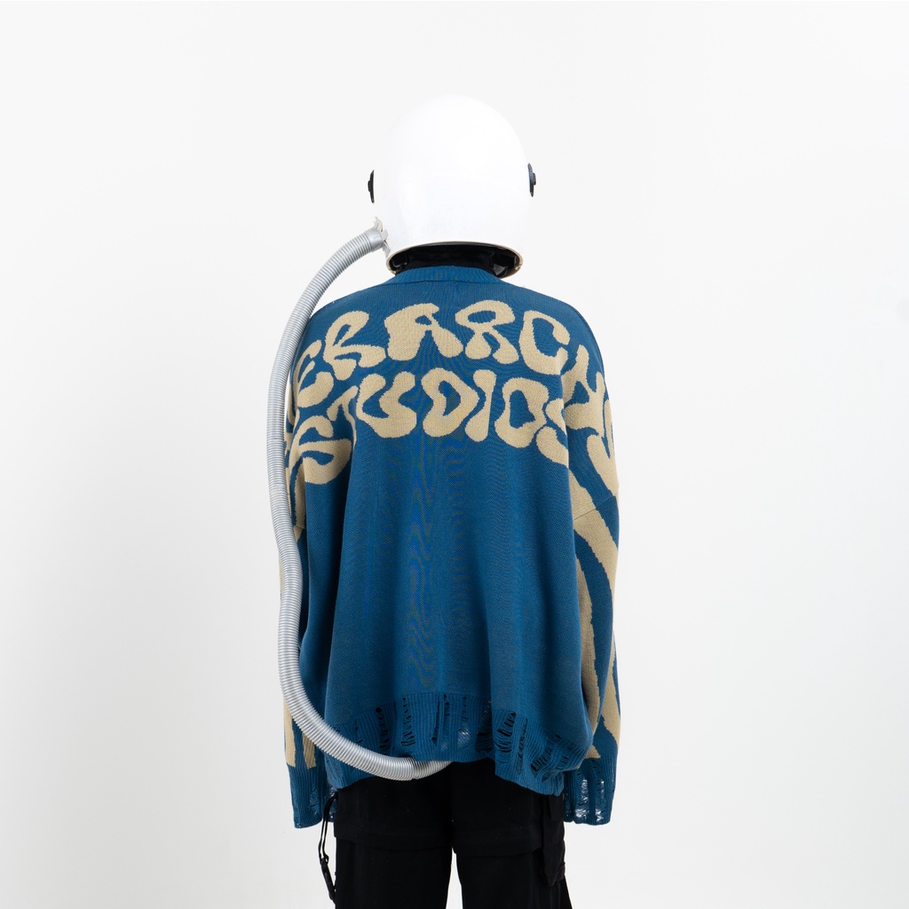 HIERARCHY STUDIOS New Error - Blue Fluid Wide Oversized Knit Sweater