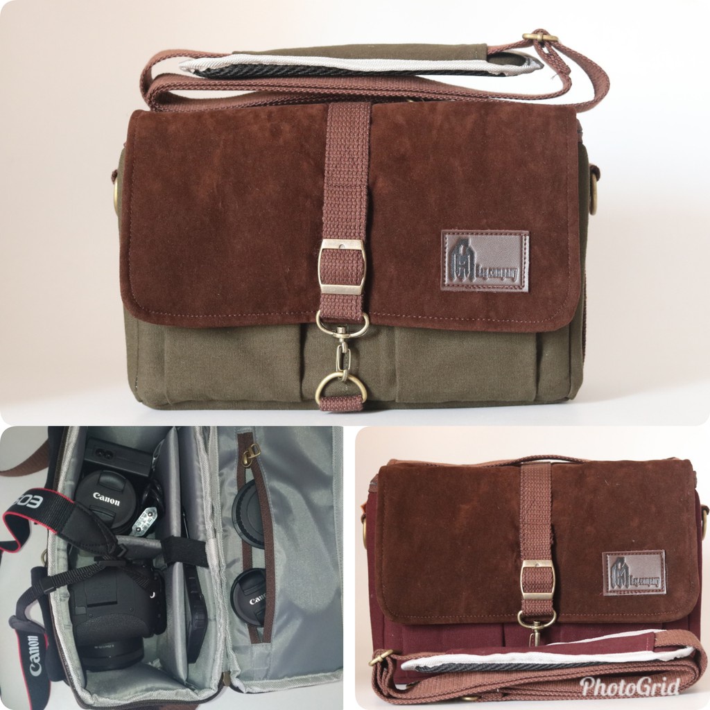 okravisava - tas kamera universal mini dslr mirrorless canvas selempang