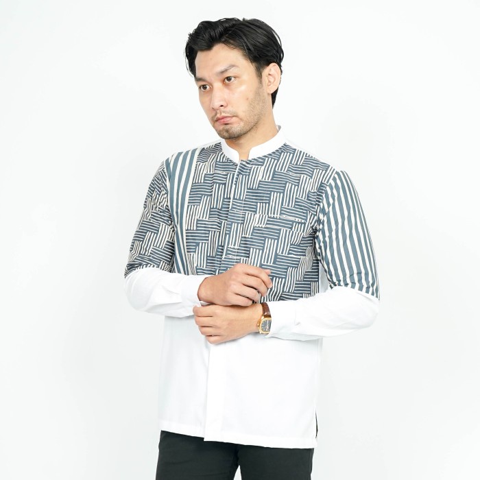 Fatih - Kemeja Batik Koko Hasbi Long Prussian Blue