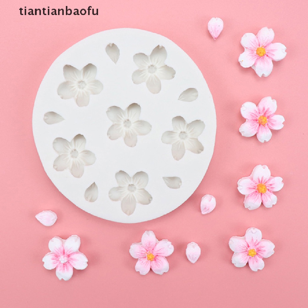 [tiantianbaofu] 1pc 6lubang Bunga Sakura Cetakan Silikon Gula Coklat DIY Decorag Tools Butik