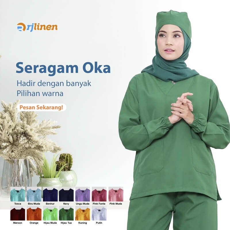 BAJU SERAGAM PERAWAT OKA / BAJU OKA LENGAN PANJANG / BAJU MEDIS OKA / BAJU PERAWAT OKA UNISEX