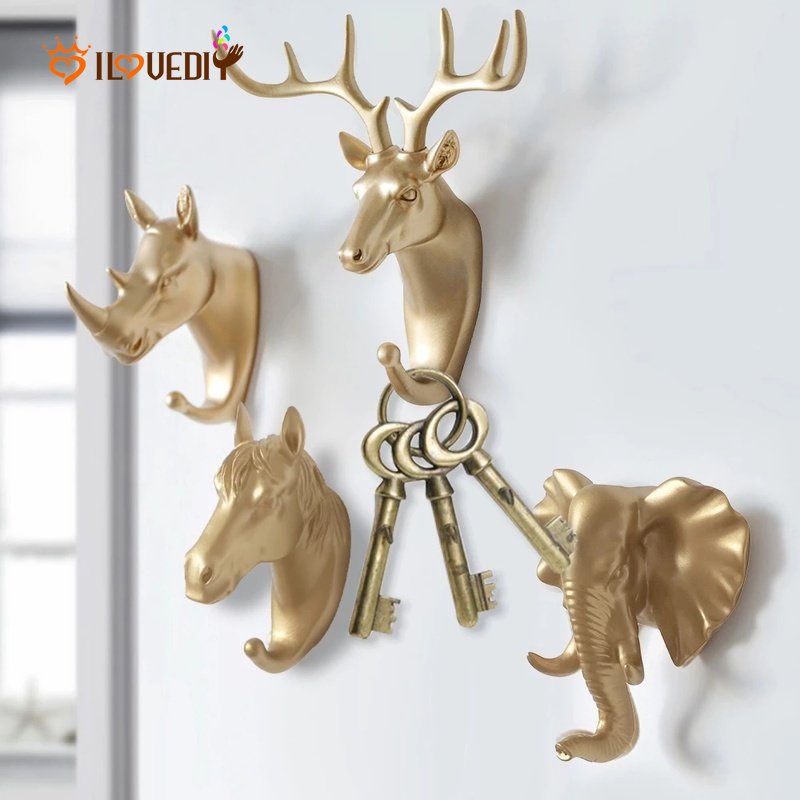 Hot Sale/5Gaya Retro Animal Hook/Pengait Penyimpanan Kunci Topi/Rumah Multifungsi Hias Dinding Tempel
