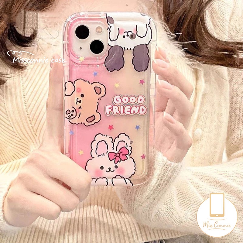 Case Realme C53 C55 C30 7i C17 9i C12 C33 C11 2020 C25Y C25s C20A 6i 5 5i 5s C21Y C35 C15 C25 C1 C20 C3 C1 C2 Kartun Kelinci Lucu Beruang Teman Baik Shockproof Lembut Airbag Cover
