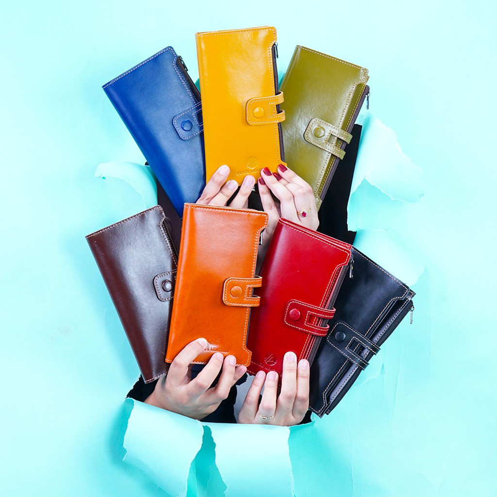 Dompet Kulit Wanita Panjang Kulit Asli Isi Uang dan HP Fashion Perempuan ALICE LEATHER AD05 KUALITAS PREMIUM