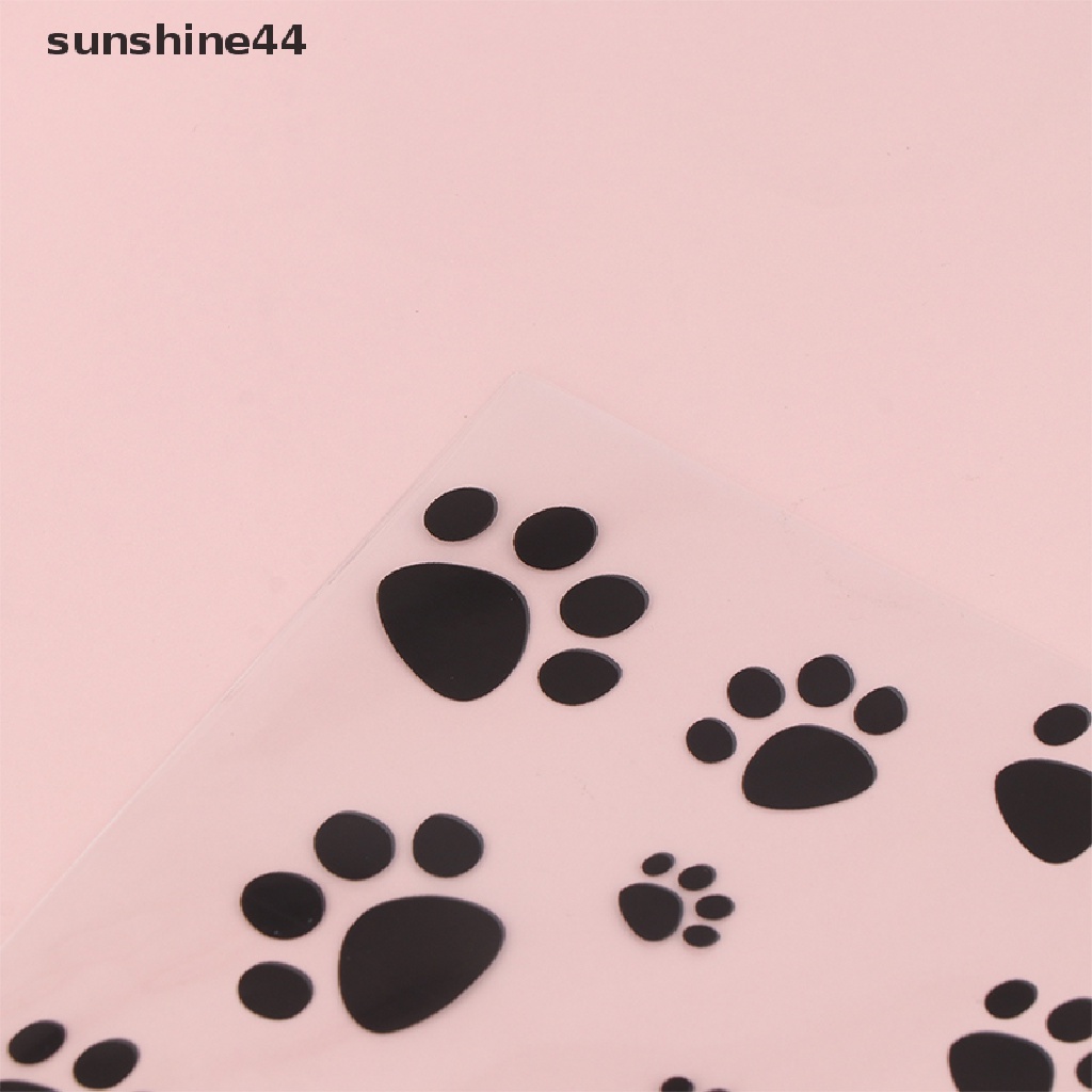 Sunshine 50/100Pcs Kantong Plastik Motif Telapak Kucing Pink Dengan Ikatan Twist Perlengkapan Pesta Ulang Tahun ID