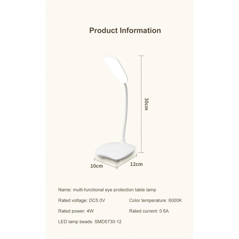 Lampu Meja LED 3 Tingkat Sentuh Dapat Diredupkan Dapat Dilipat Berdaya USB Samping Tempat Tidur Perlindungan Mata Portabel