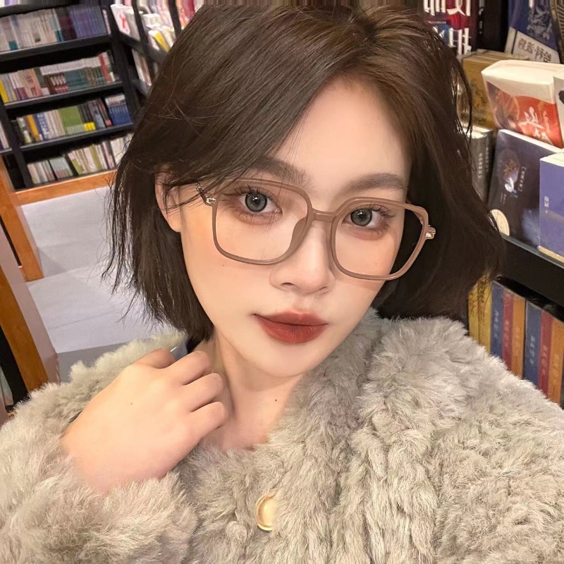 We Flower Oversized Coffee Square Frame Eyeglasses Untuk Wanita Chic Blue Light Blocking Lens Eyewear Korean Fashion Beauty Glasses Outdoor OOTD Ornaments