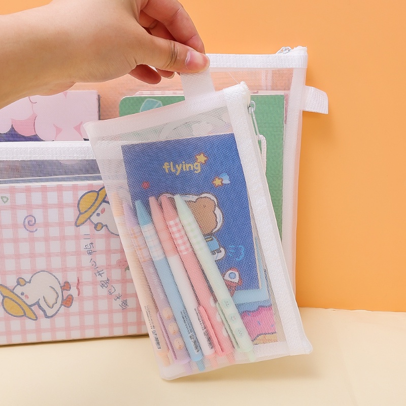 S/m/l 3ukuran Mesh Transparan Zip Tas Dokumen/Portable Pen Stationery Storage Pouch/Perhiasan Kosmetik Serbaguna Organize Pocket