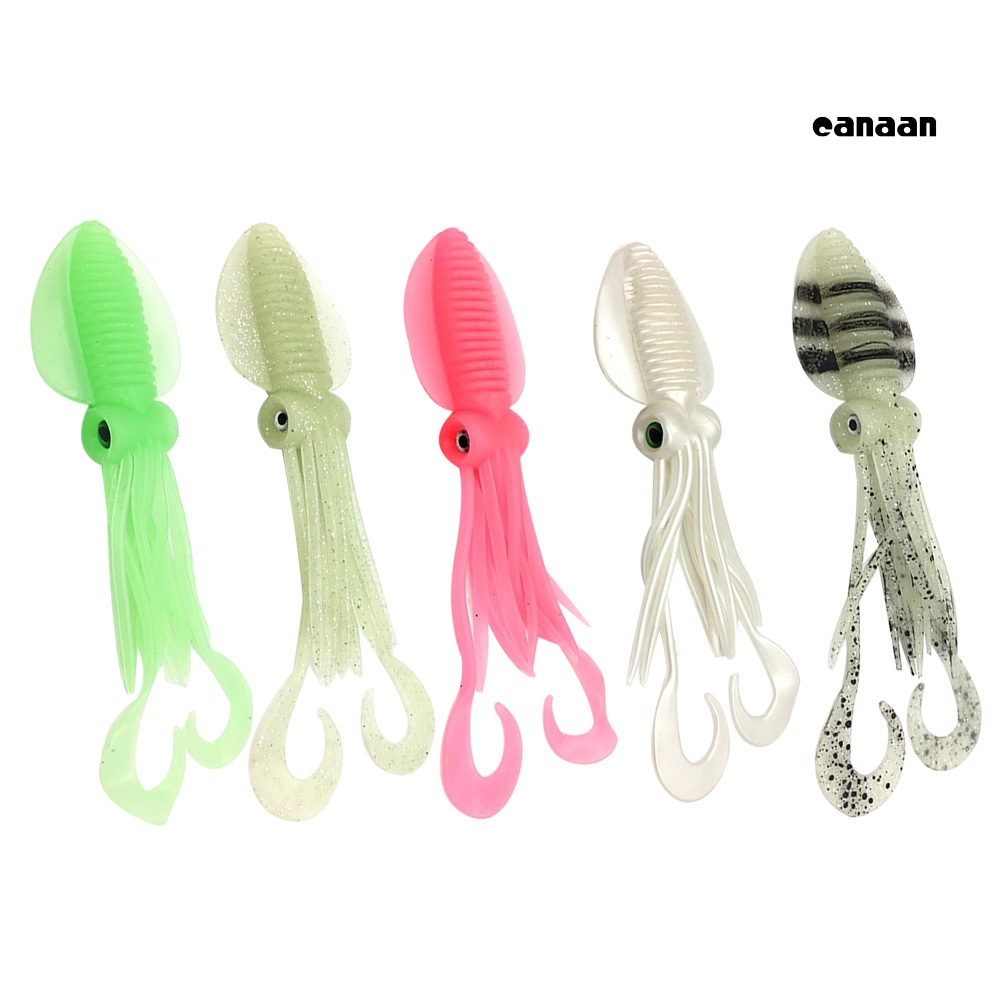 Cnn-5pcs 12 /15 /18cm Memancing Umpan Lembut Luminous Squid Jig Tuna Gurita Umpan Set