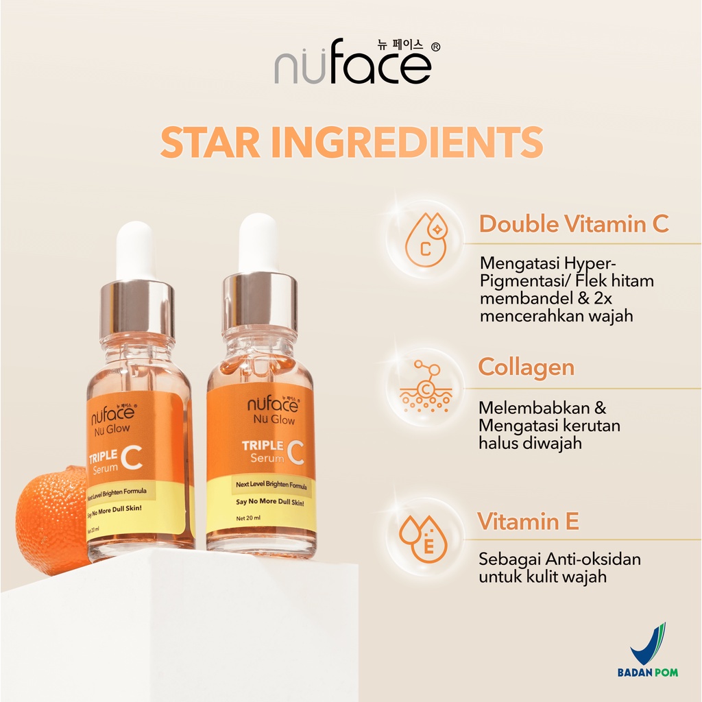 Nuface Nu Glow Triple C Serum Liquid Serum Wajah Triple Vitamin C 20ml