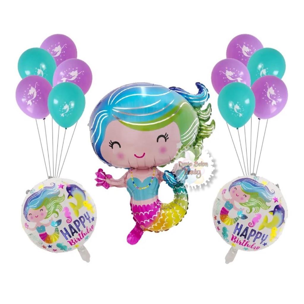 Balon Foil Mermaid / Balon Ulang Tahun Putri Duyung / Balon Mermaid Rainbow Mini