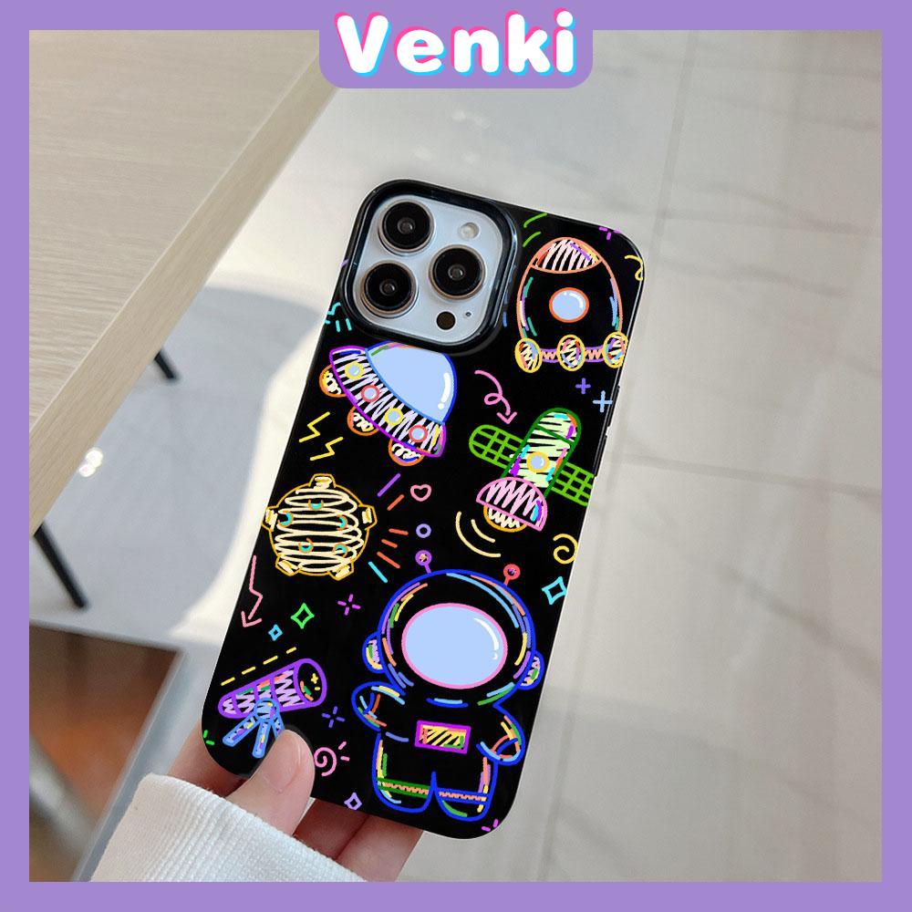 iPhone Case Soft TPU Glossy Black Candy Case Cute Color Graffiti Astronaut Camera Protection Shockproof For iPhone 14 13 12 11 Pro Max 7 8 Plus X XR