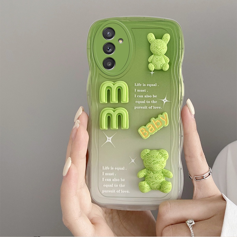 Andyh Phone Case Untuk Samsung Galaxy A13 5G A04S Casing Ponsel 3D Alphabet Bear Pelindung Kamera Pelindung Penutup Belakang Couple Case