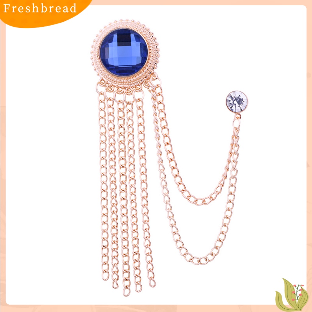 &lt; Freshbread &gt; Lencana Pin Rantai Berkilau Electroplating Hias Vintage Dress Up Colorfast Pria Jas Rumbai Kerah Pin Perhiasan Aksesori