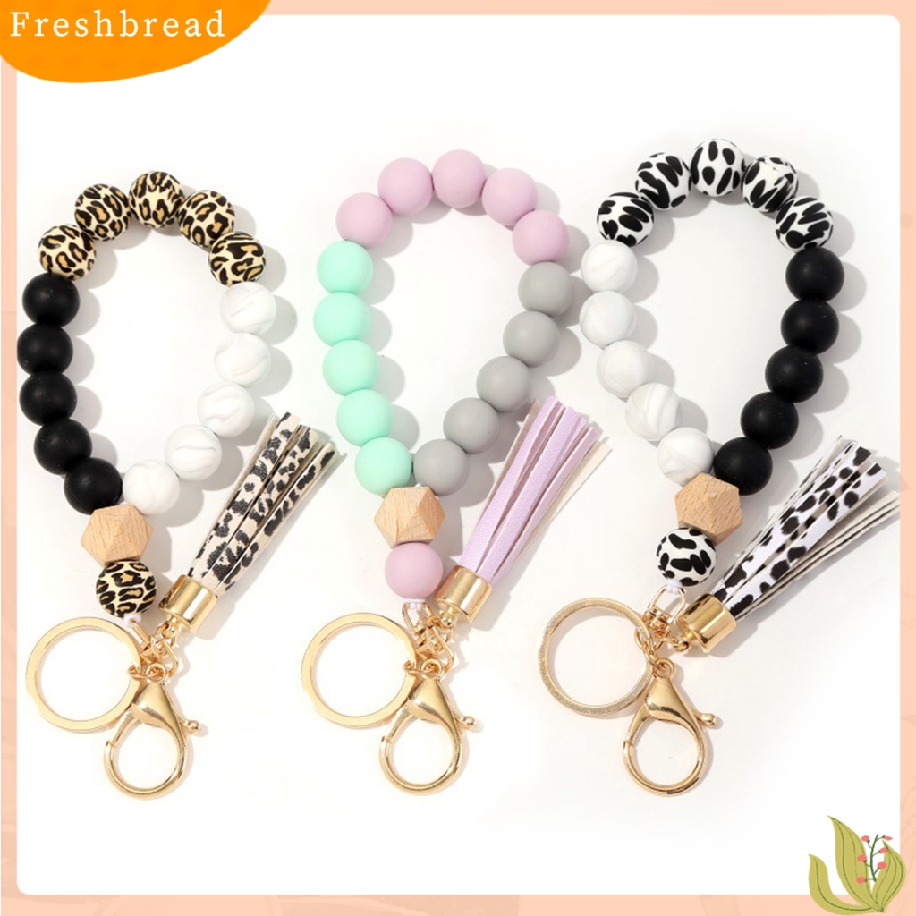 &lt; Freshbread &gt; Gelang Keyring Hias Manik-Manik Melar Portable Bangle Wristlet Gantungan Kunci Untuk Wanita