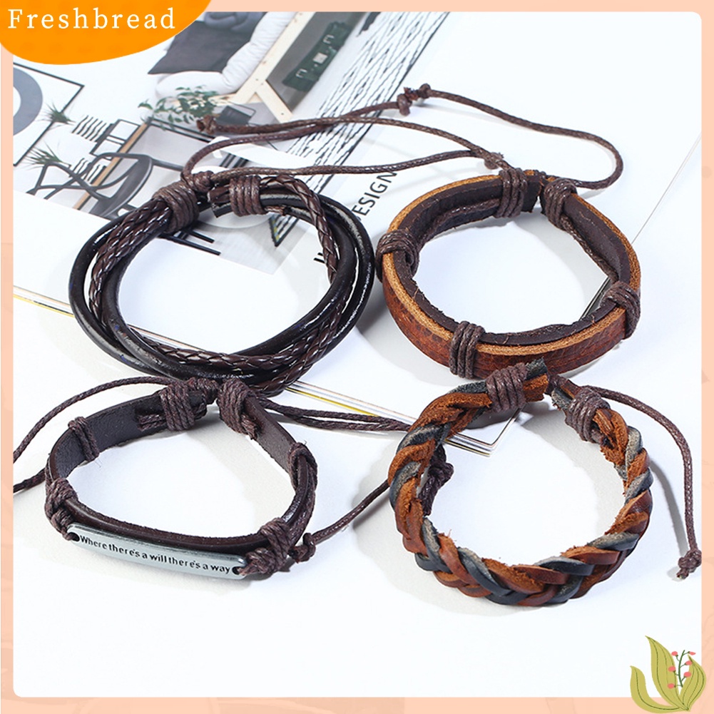 &lt; Freshbread &gt; 12Pcs/Set Vintage Pria Kulit Imitasi Multi-Layer Braided Gelang Perhiasan Hadiah